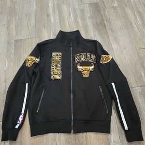 Chicago Bulls Jacket Men's Sz Large Black Team Track L Patches NBA Pro Standard